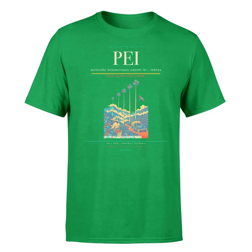 Matecaña International Airport (PEI) T-Shirt single-side front print in Green | matecaña-international-airport-pei-double-side-t-shirt