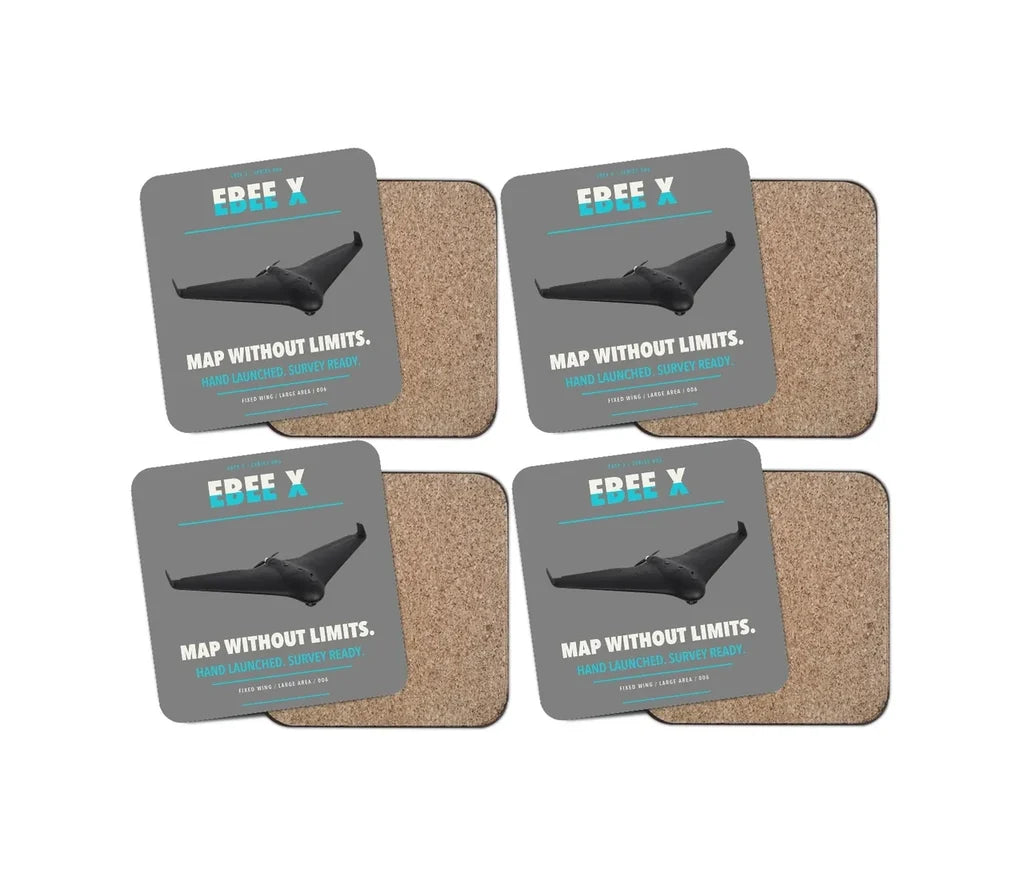 AgEagle eBee X design on gray 4 pieces set coaster