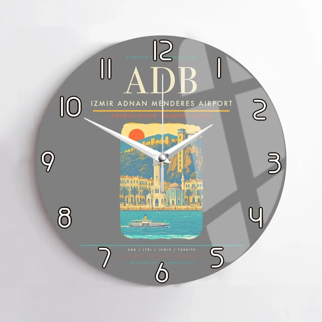 Izmir Adnan Menderes Airport ADB Wall-Clock No-Frame - Gray