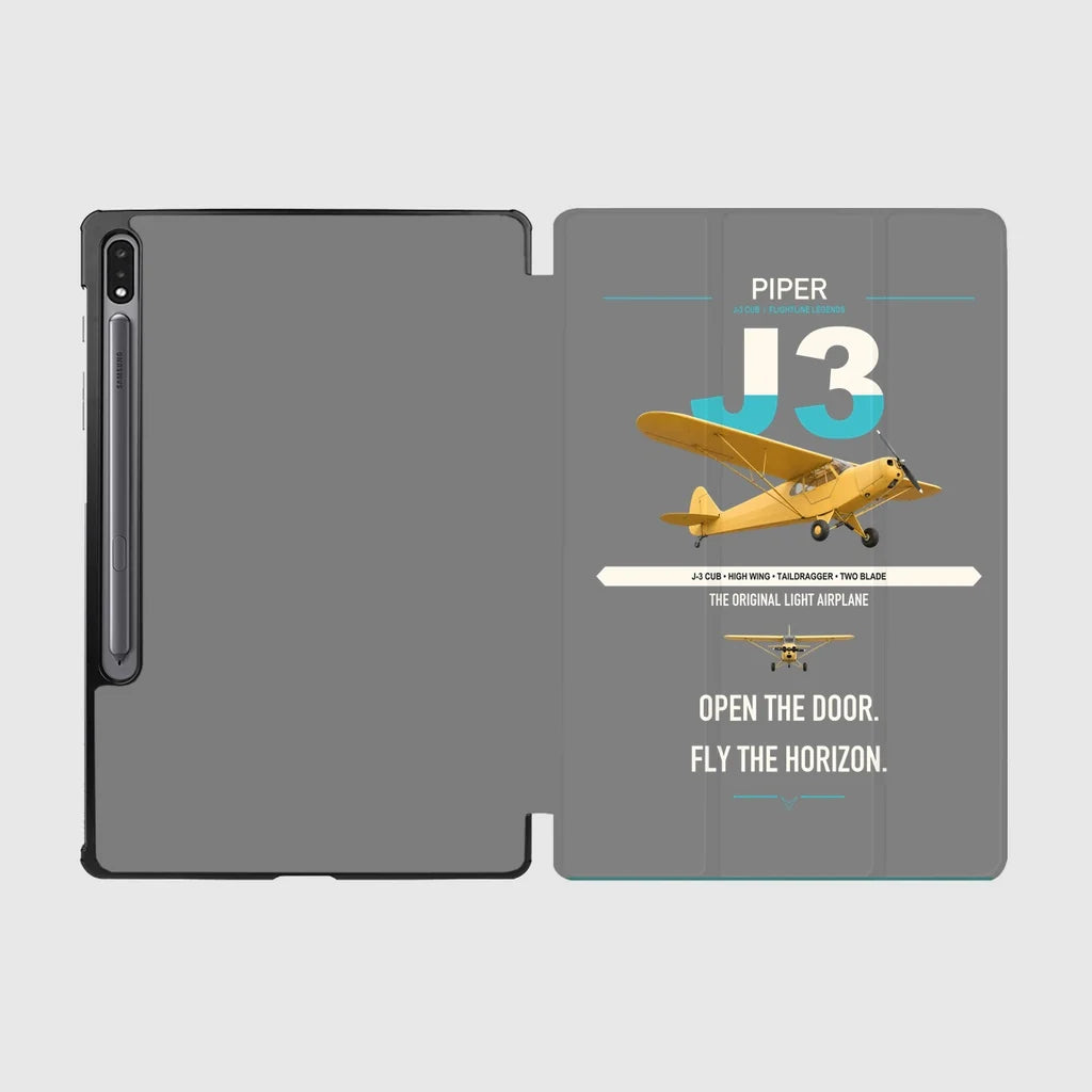 Piper J-3 Cub design on gray samsung tablet tablet case