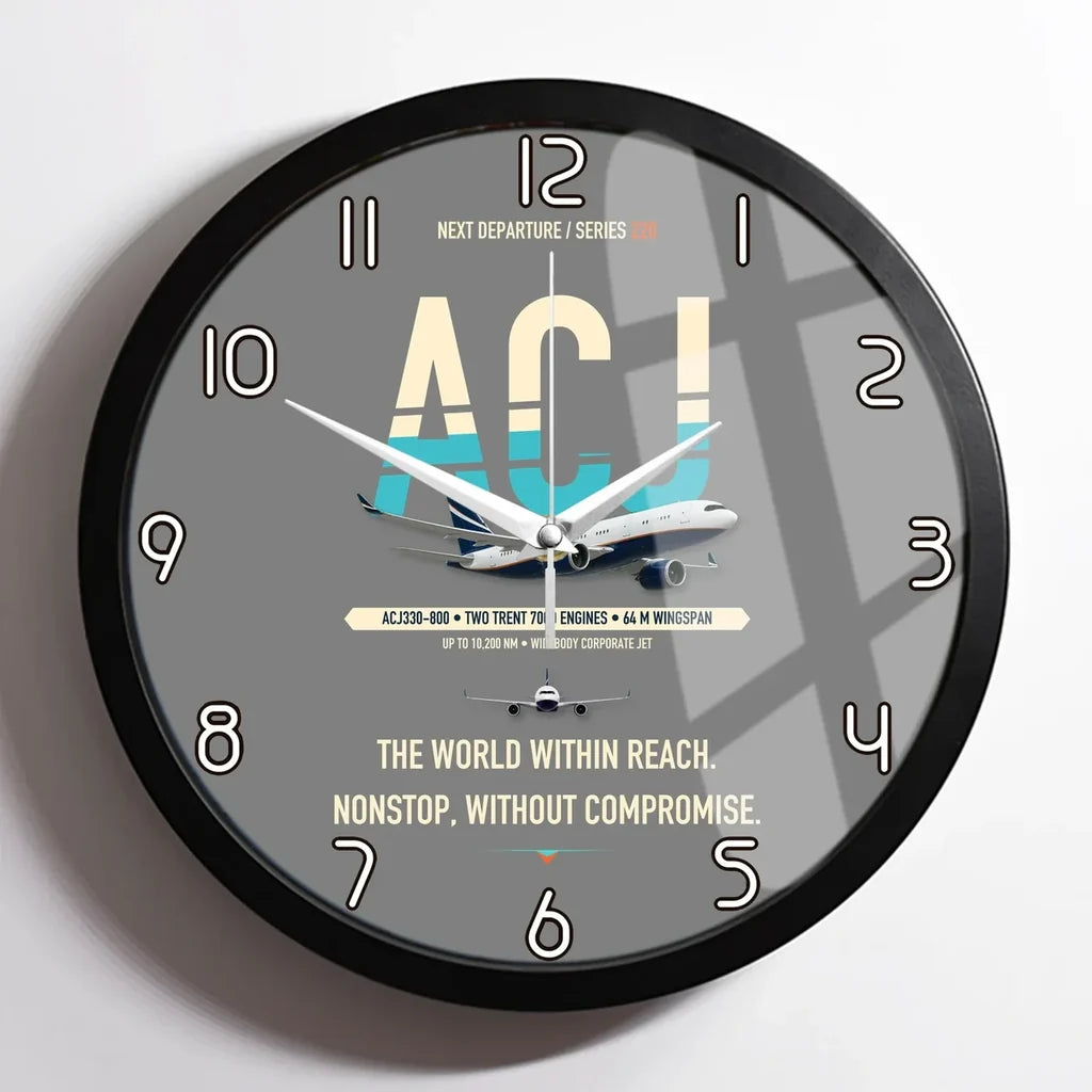 Airbus ACJ330neo / exact ACJ330-800 design on gray framed wall clock