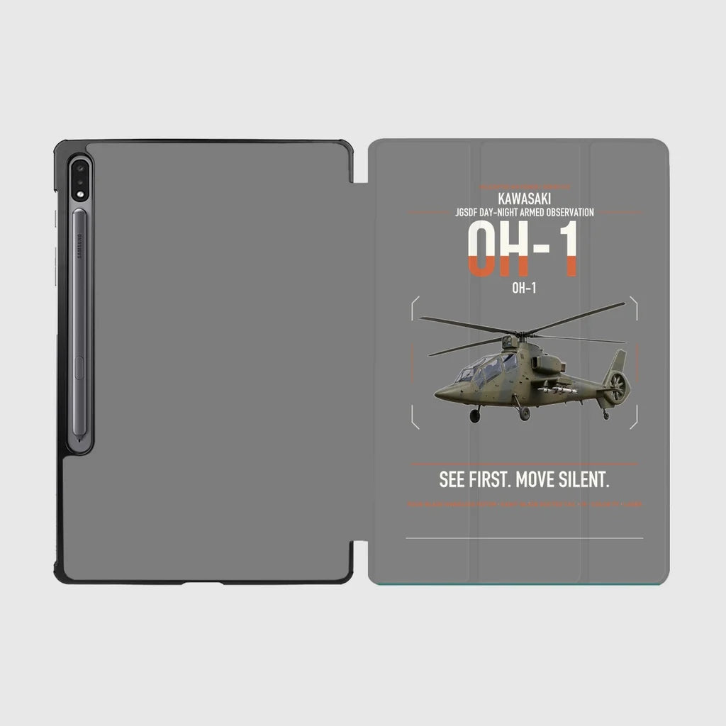 Kawasaki OH-1 design on gray samsung tablet tablet case