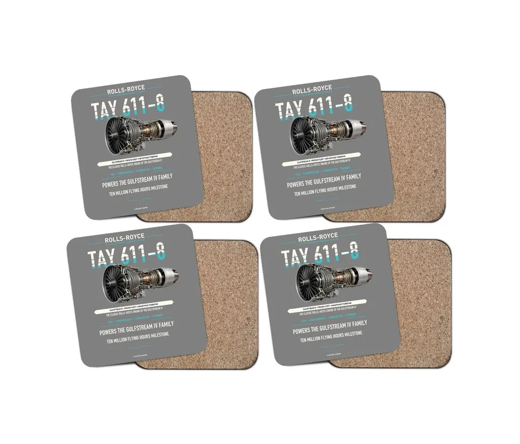 TAY 611-8 design on gray 4 pieces set coaster