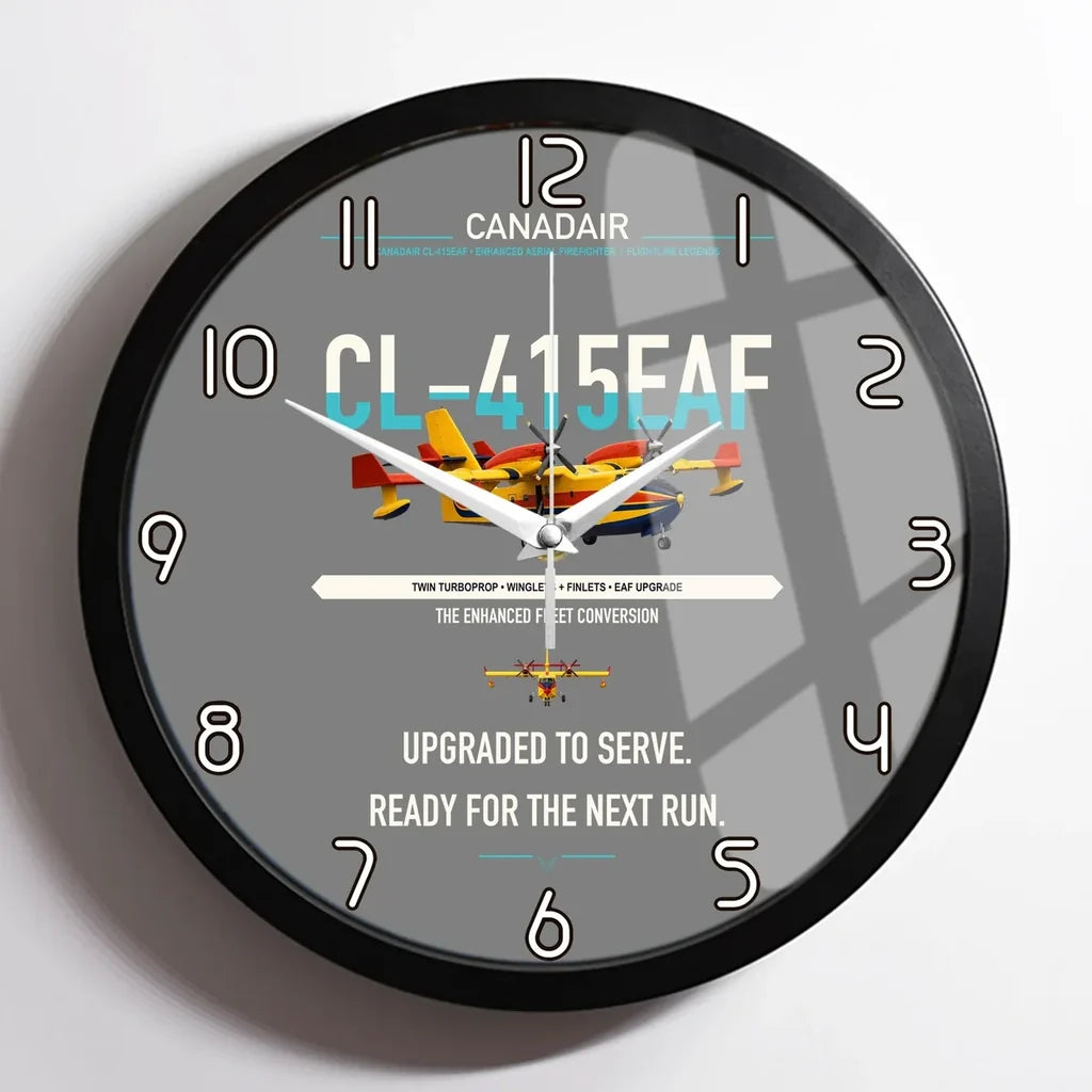 Canadair CL-415EAF design on gray framed wall clock
