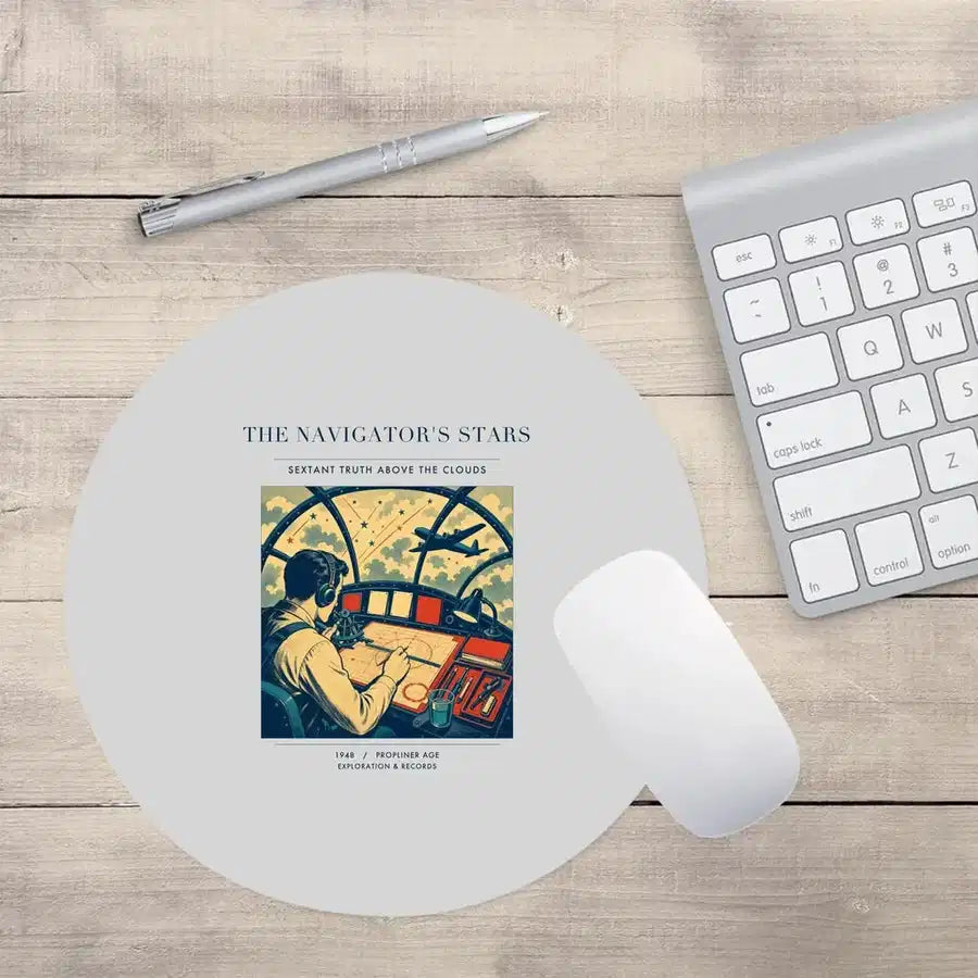 VINTAGE G4297 - The Navigator's Stars - Designed Mouse Pads design on lightgray round