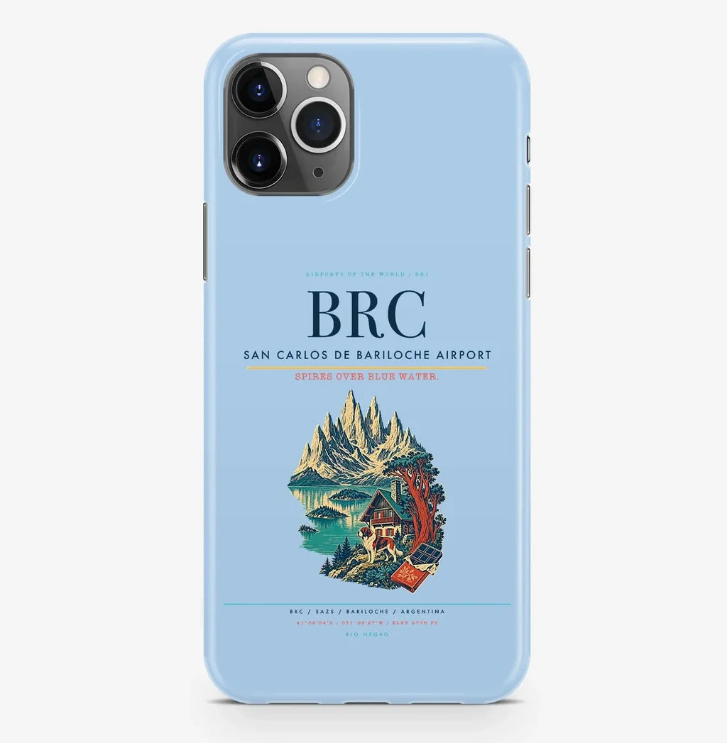 San Carlos de Bariloche Airport (BRC) design on light blue iPhone 16 Pro MagSafe case