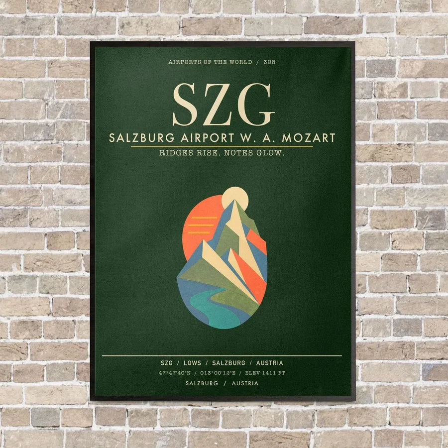Salzburg Airport SZG - Canvas Framed - Dark Green