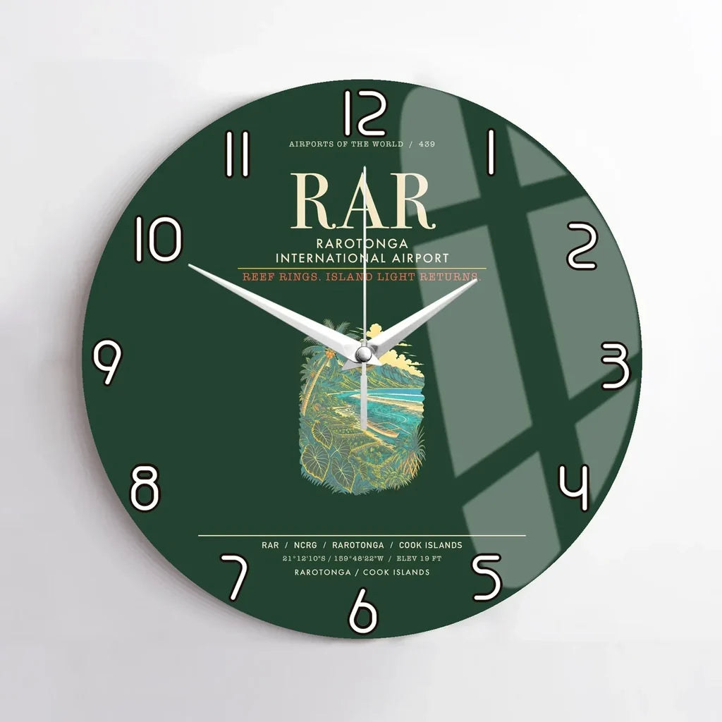 Rarotonga International Airport RAR Wall-Clock No-Frame - Dark Green
