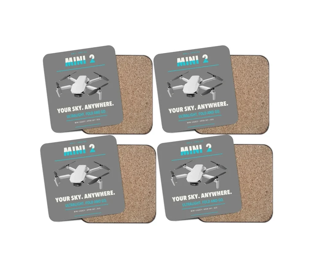 DJI Mini 2 design on gray 4 pieces set coaster