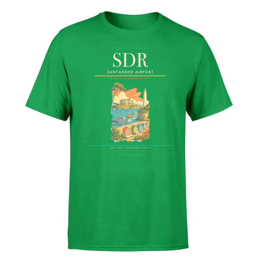 Santander Airport (SDR) T-Shirt single-side front print in Green | santander-airport-sdr-double-side-t-shirt