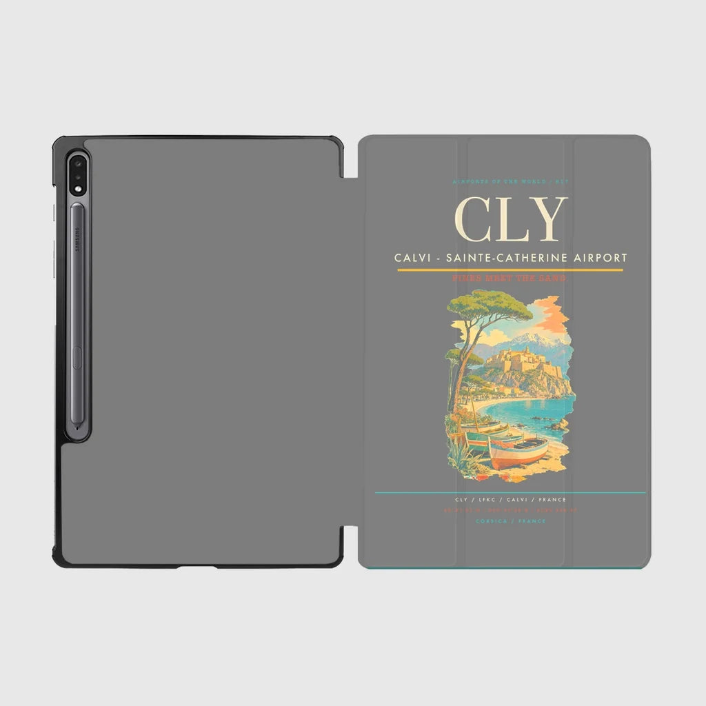 Calvi (CLY) design on gray samsung tablet tablet case