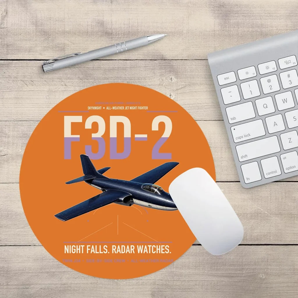 F3D-2 Skyknight design on orange round mouse pad