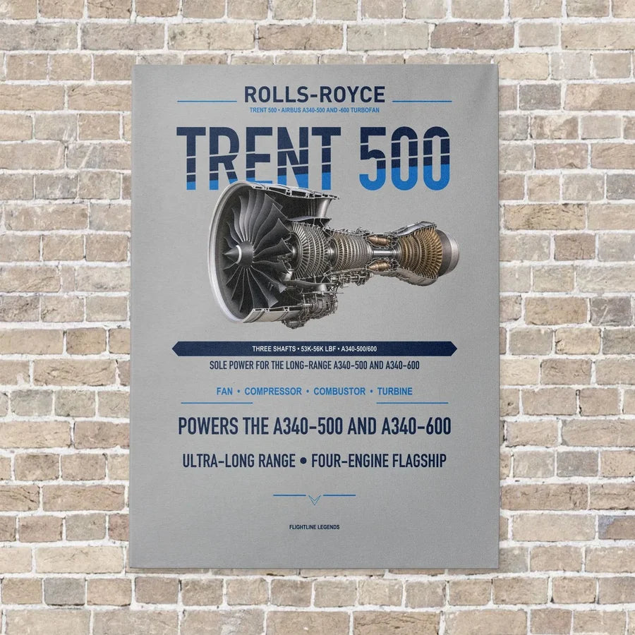 TRENT 500 vertical canvas print - no frame - light gray background