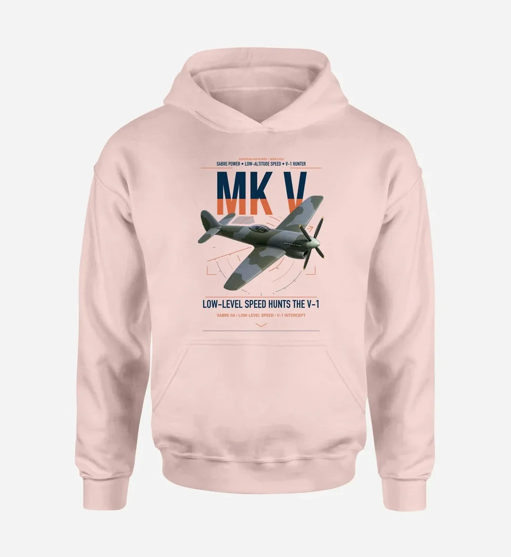 Hawker Tempest Mk V design on pink double-side hoodie, single-side print