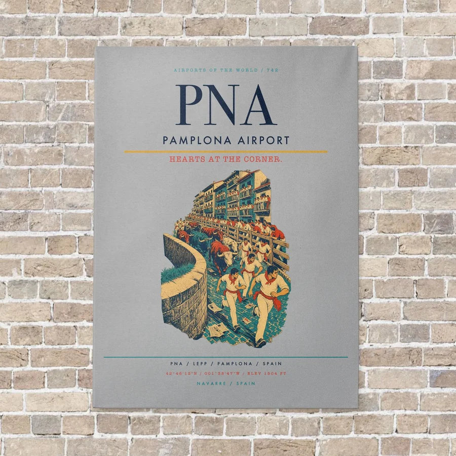 Pamplona Airport PNA vertical canvas print - no frame - light gray background