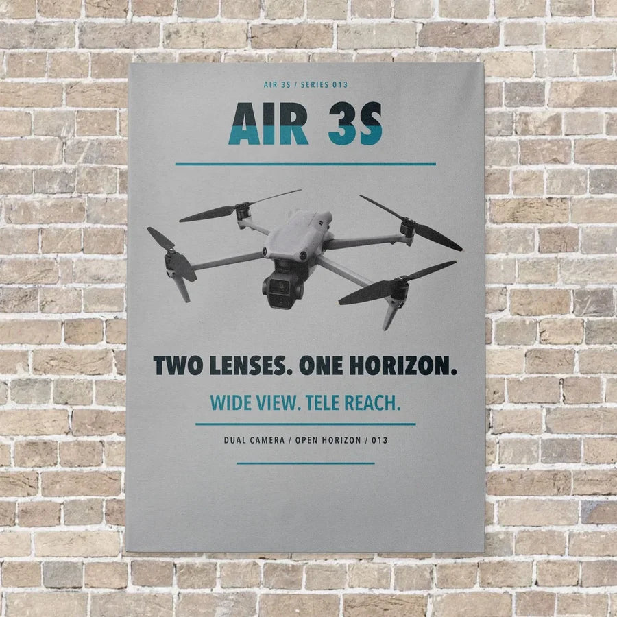 DJI Air 3S vertical canvas print - no frame - light gray background