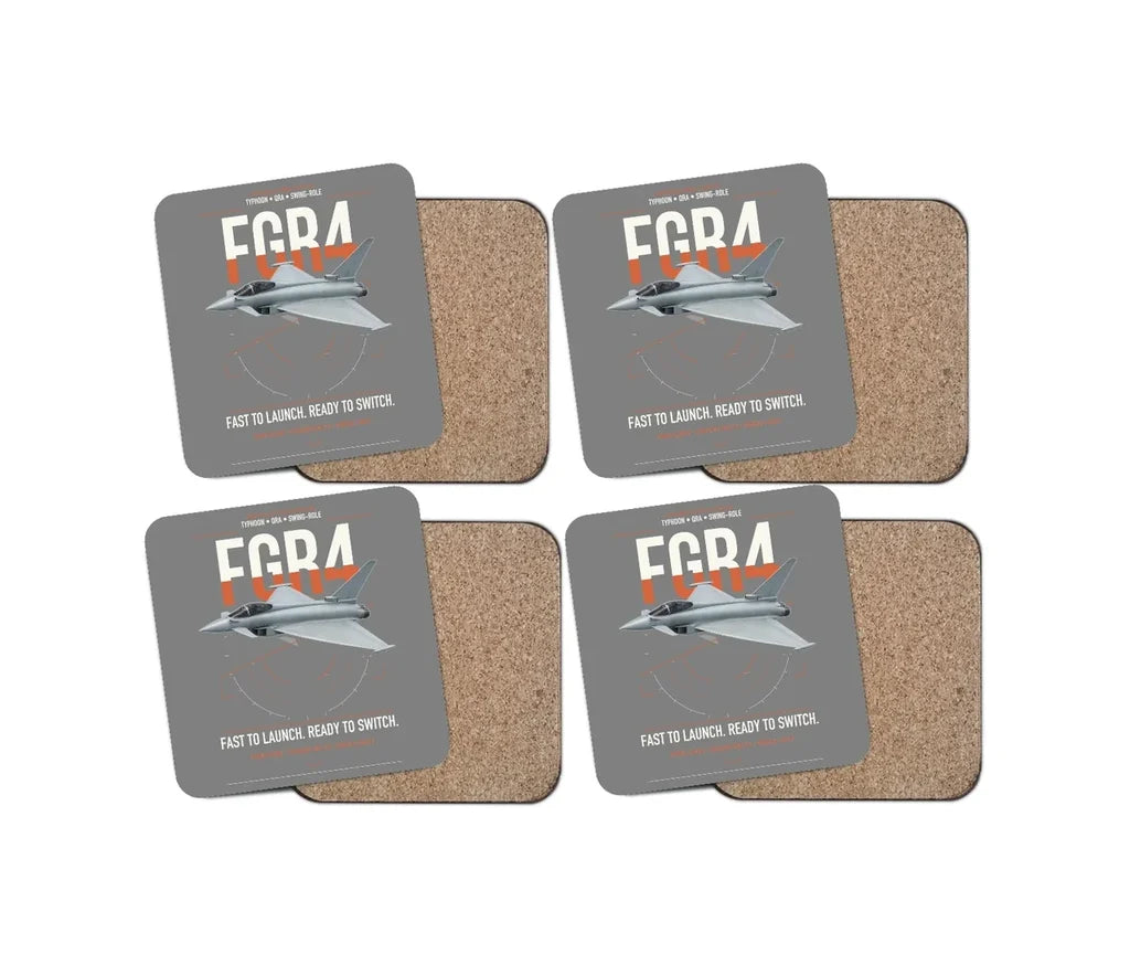 Eurofighter Typhoon FGR4 design on gray 4 pieces set coaster