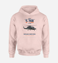 Thumbnail for Sikorsky S-76B design on pink double-side hoodie, single-side print