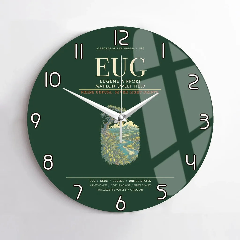 Eugene Airport Mahlon Sweet Field EUG Wall-Clock No-Frame - Dark Green