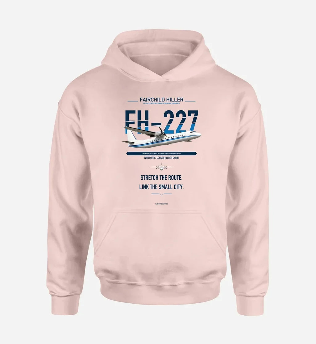 Fairchild Hiller FH-227B design on pink hoodie single side