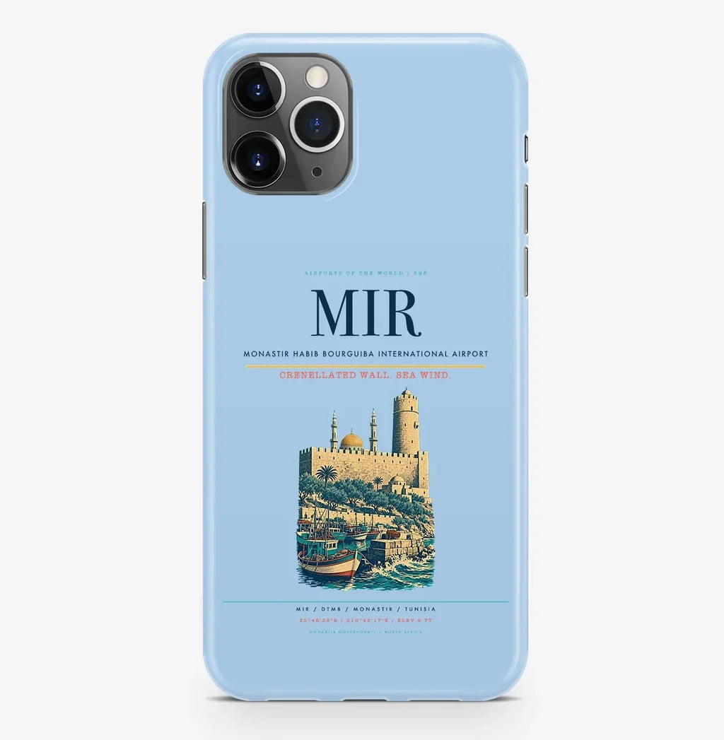 Monastir Airport (MIR) design on light blue iPhone 16 Pro MagSafe case