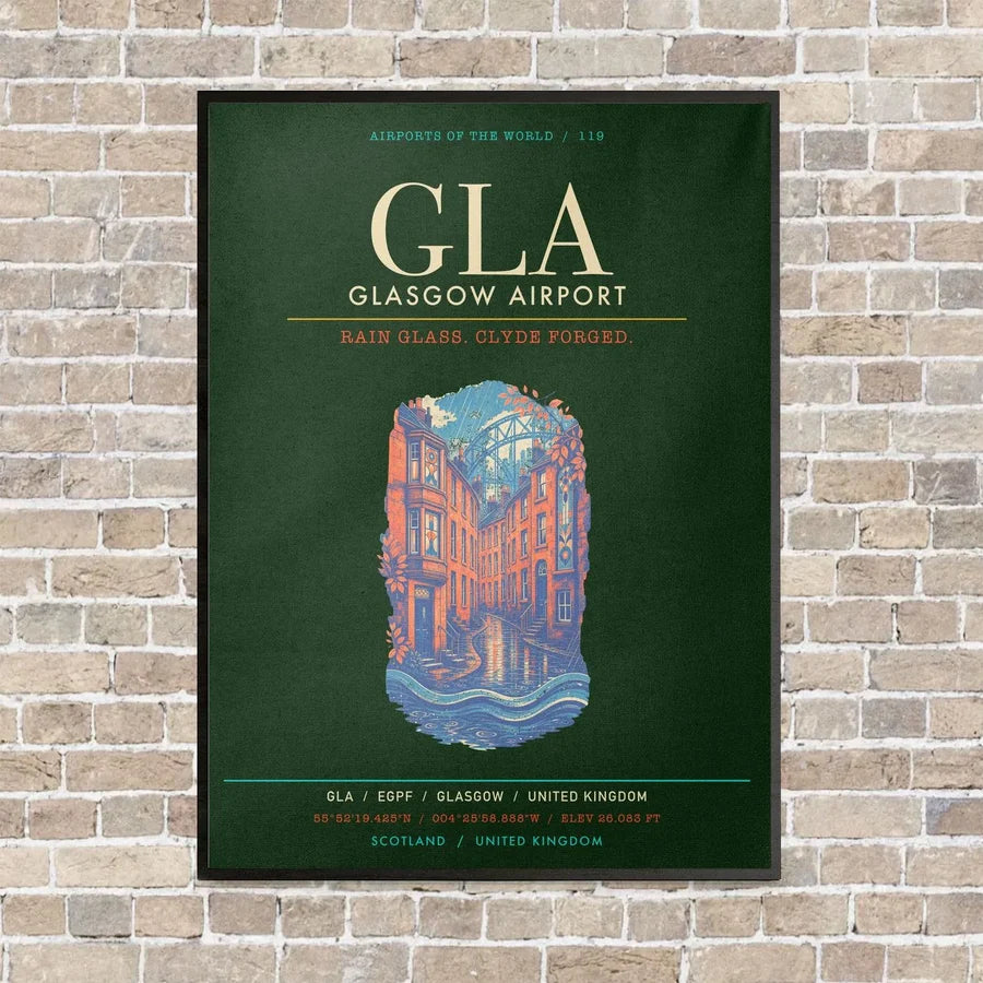 Glasgow Airport GLA - Canvas Framed - Dark Green
