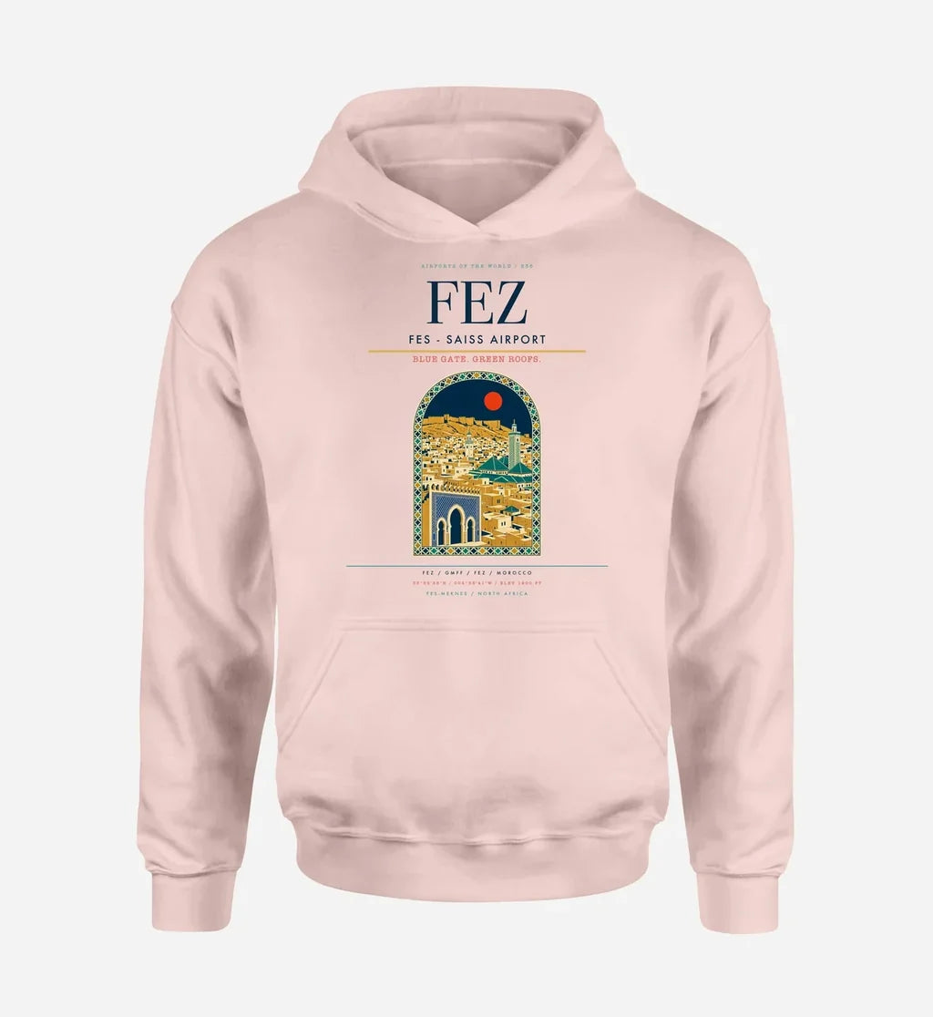 Fes (FEZ) design on pink hoodie single-side print
