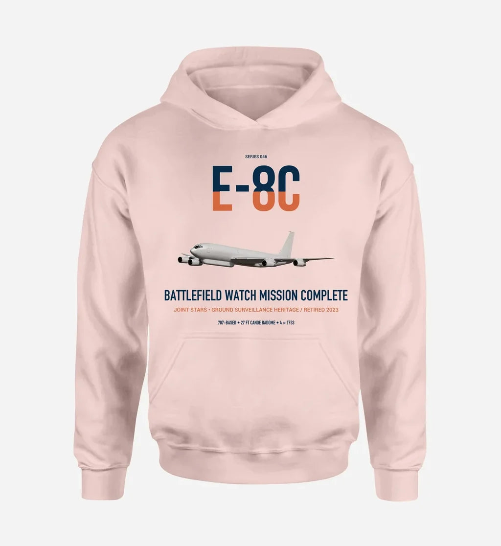 E-8C Joint STARS design on pink double-side hoodie, single-side print