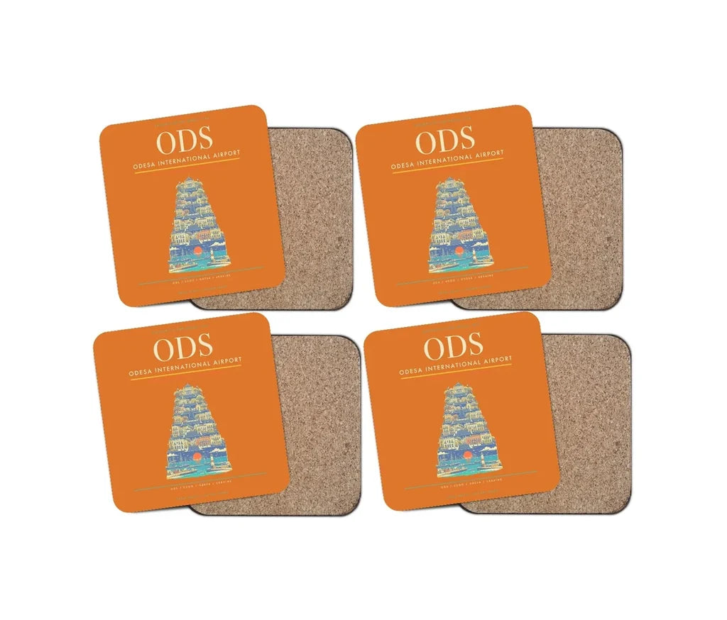 Odesa International Airport ODS Coaster 4-Pieces-Set - Orange