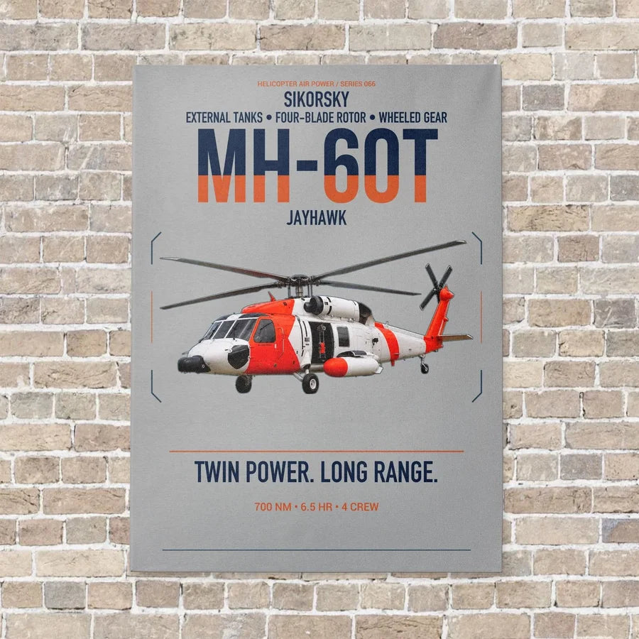Sikorsky MH-60T Jayhawk vertical canvas print - no frame - light gray background