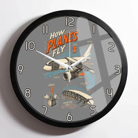Thumbnail for How Planes Fly V2 design on gray framed wall clock