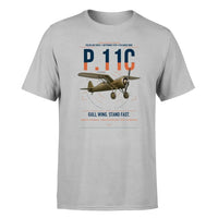 Thumbnail for PZL P.11c design on light gray t-shirt, single-side print