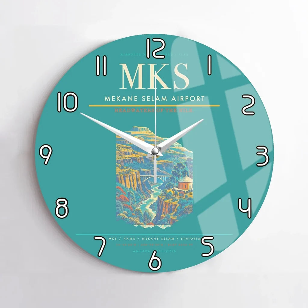 Mekane Selam Airport MKS Wall-Clock No-Frame - Turquoise