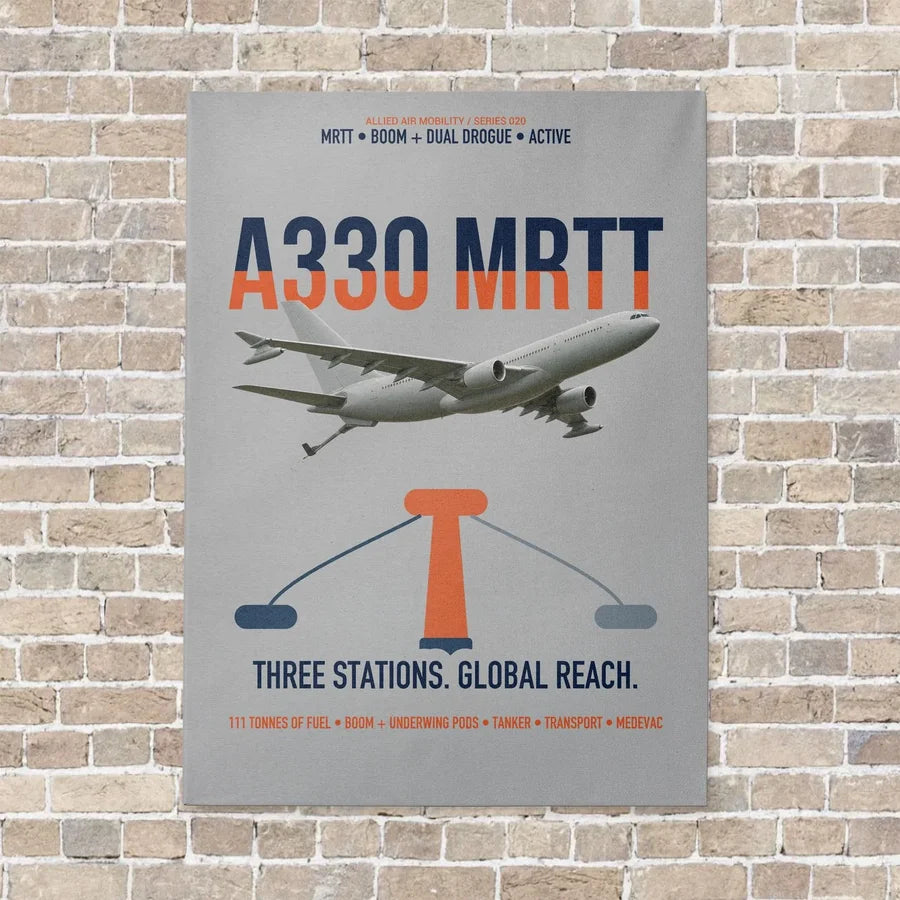 Airbus A330 MRTT vertical canvas print - no frame - light gray background