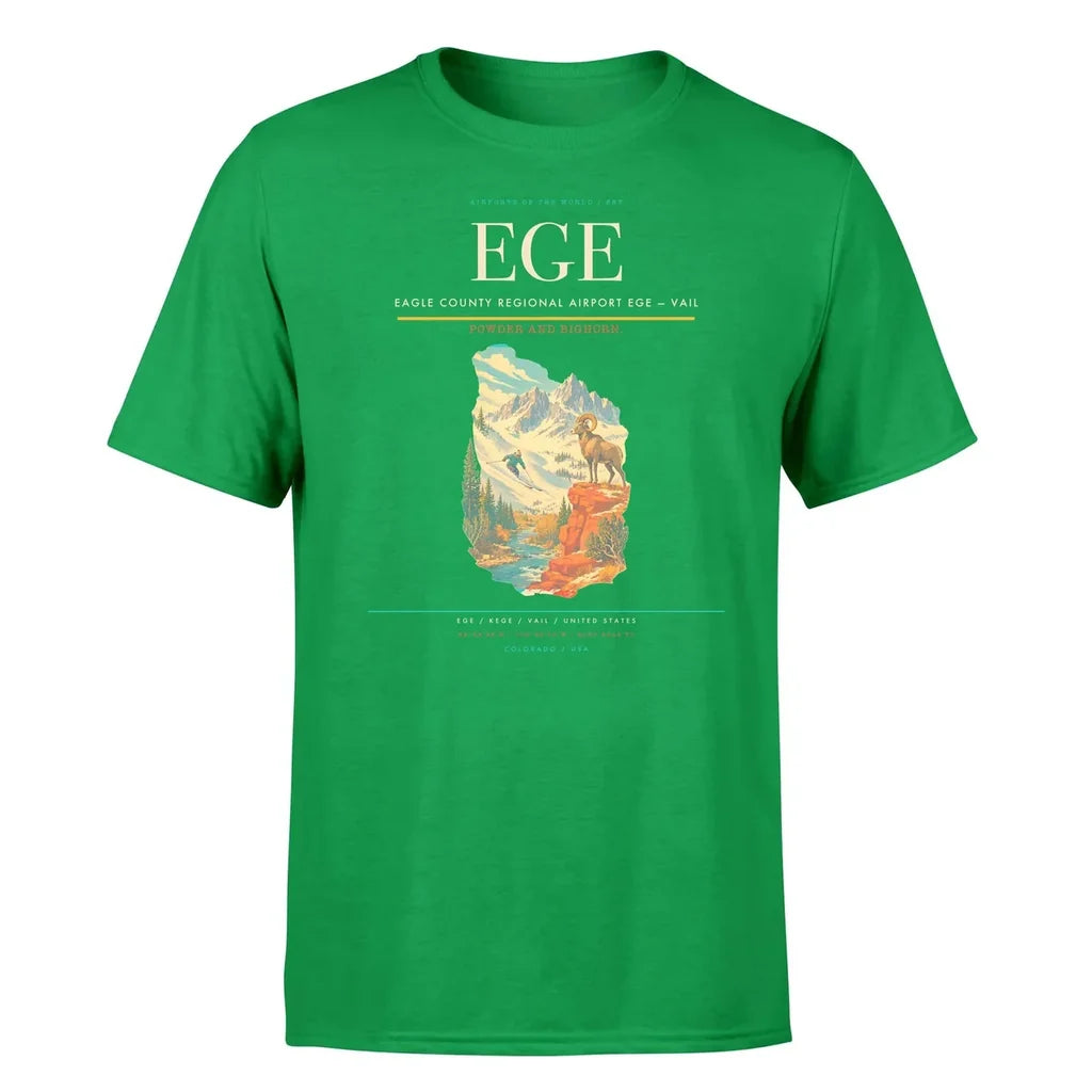 Eagle County Regional Airport (EGE) T-Shirt single-side front print in Green | eagle-county-regional-airport-ege-double-side-t-shirt