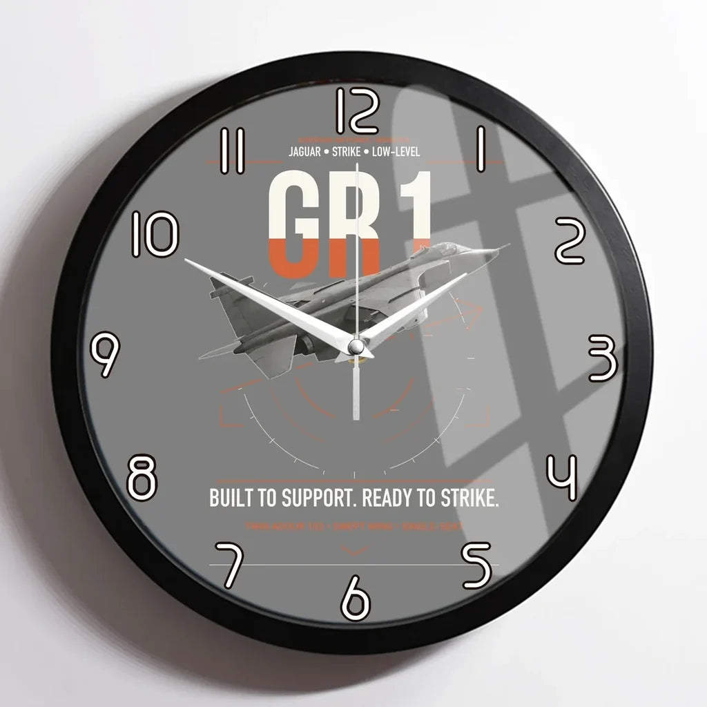 SEPECAT Jaguar GR1 design on gray framed wall clock