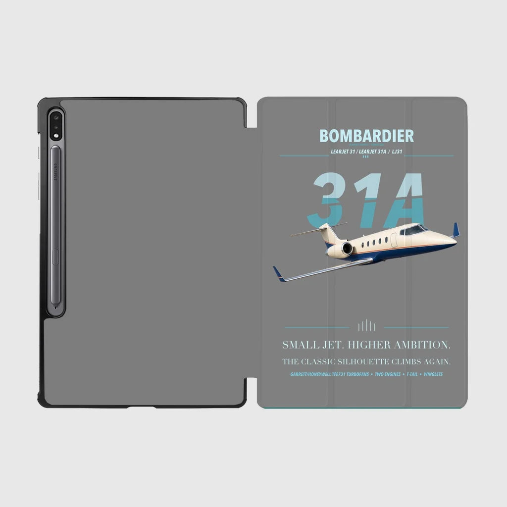Bombardier Learjet 31A design on gray samsung tablet tablet case