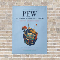 Thumbnail for Bacha Khan International Airport PEW - Canvas No Frame - Light Blue