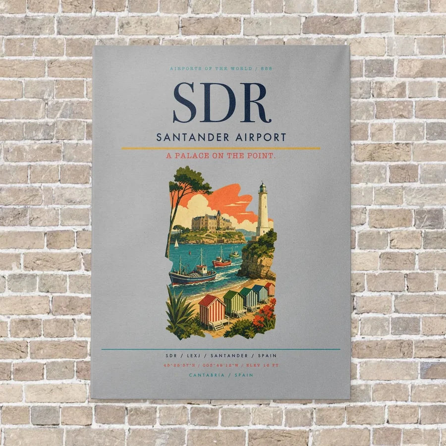 Santander Airport SDR vertical canvas print - no frame - light gray background