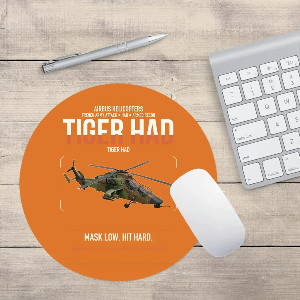 Airbus Helicopters Tiger HAD design on orange round mouse pad