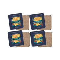 Thumbnail for The Five Hundredth Sunrise - Designed Coasters design on navy blue 4-pieces-set