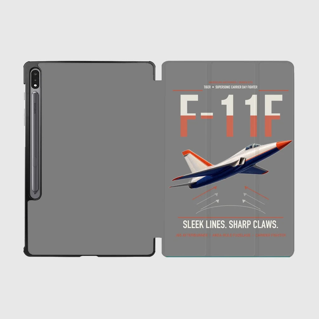 F-11F Tiger design on gray samsung tablet tablet case