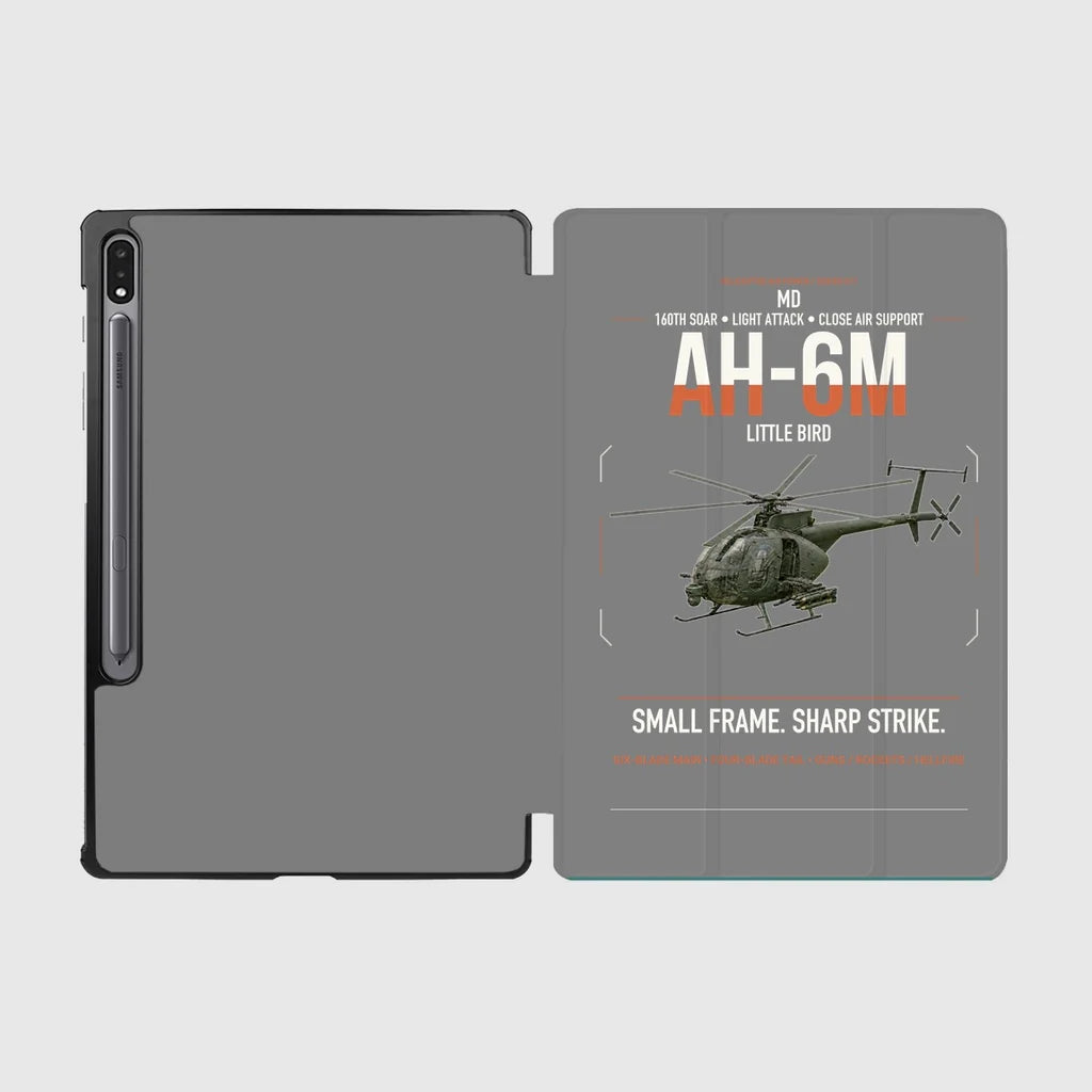 MD AH-6M Little Bird design on gray samsung tablet tablet case