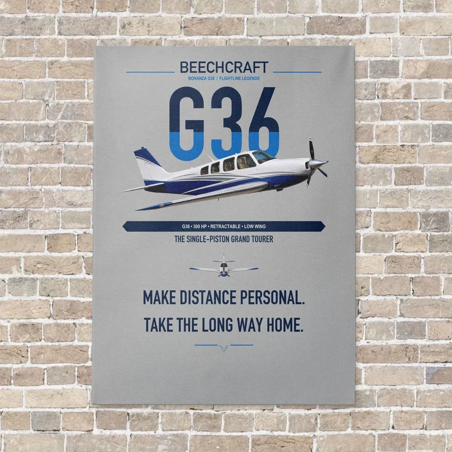 Beechcraft Bonanza G36 vertical canvas print - no frame - light gray background