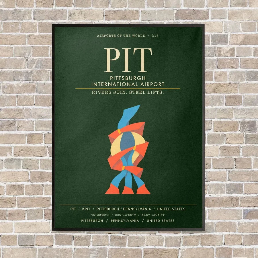 Pittsburgh International Airport PIT - Canvas Framed - Dark Green