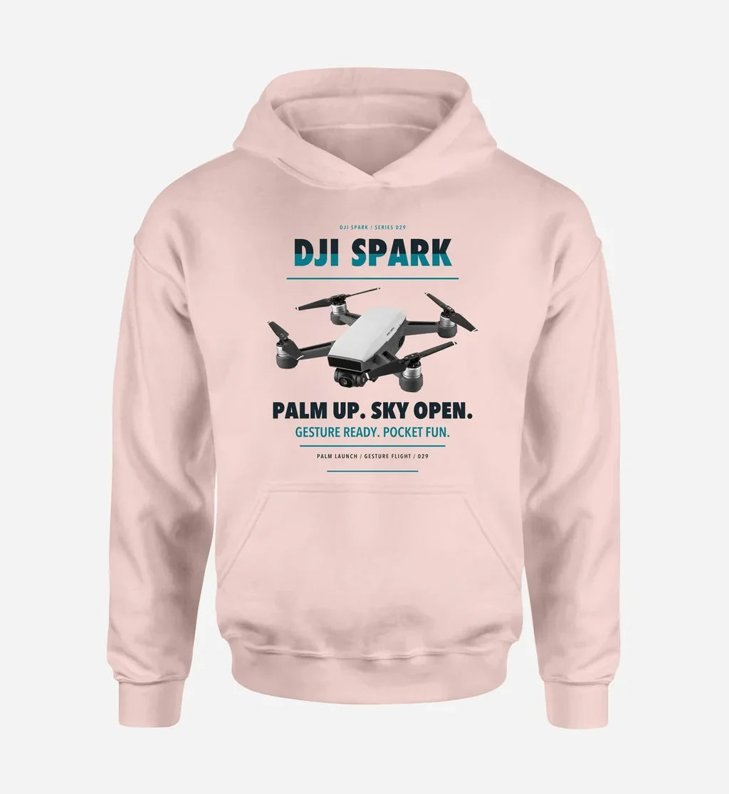 DJI Spark design on pink hoodie single side