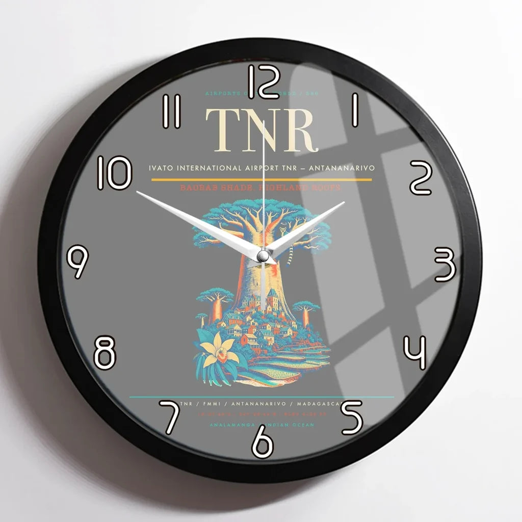 Ivato International Airport (TNR) design on gray framed wall clock