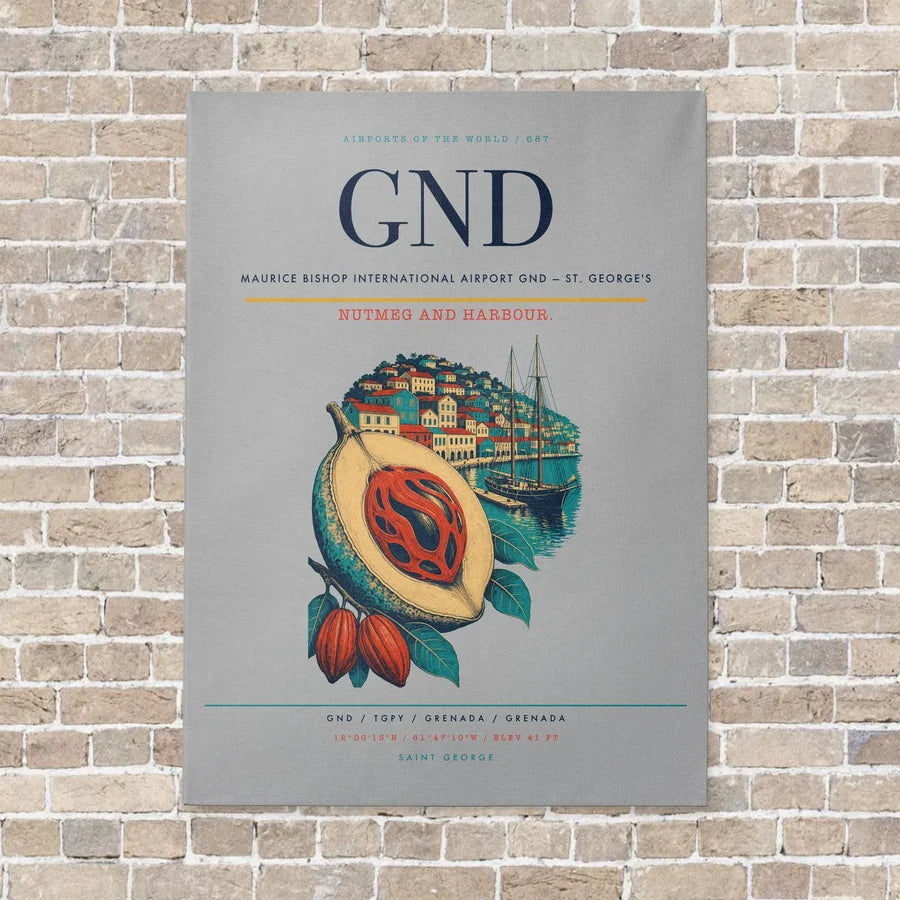 Maurice Bishop International Airport GND — St. George's vertical canvas print - no frame - light gray background
