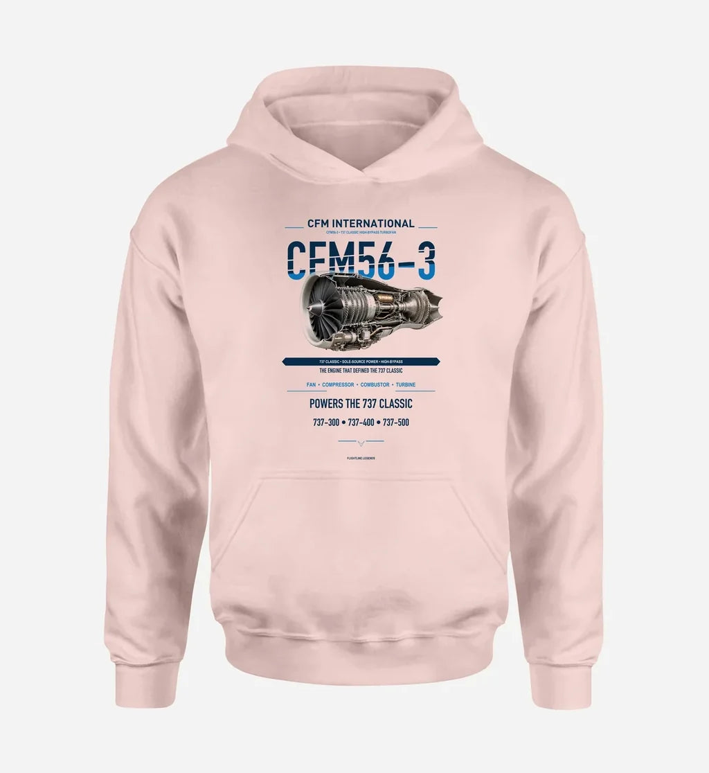 CFM56-3 design on pink hoodie single side