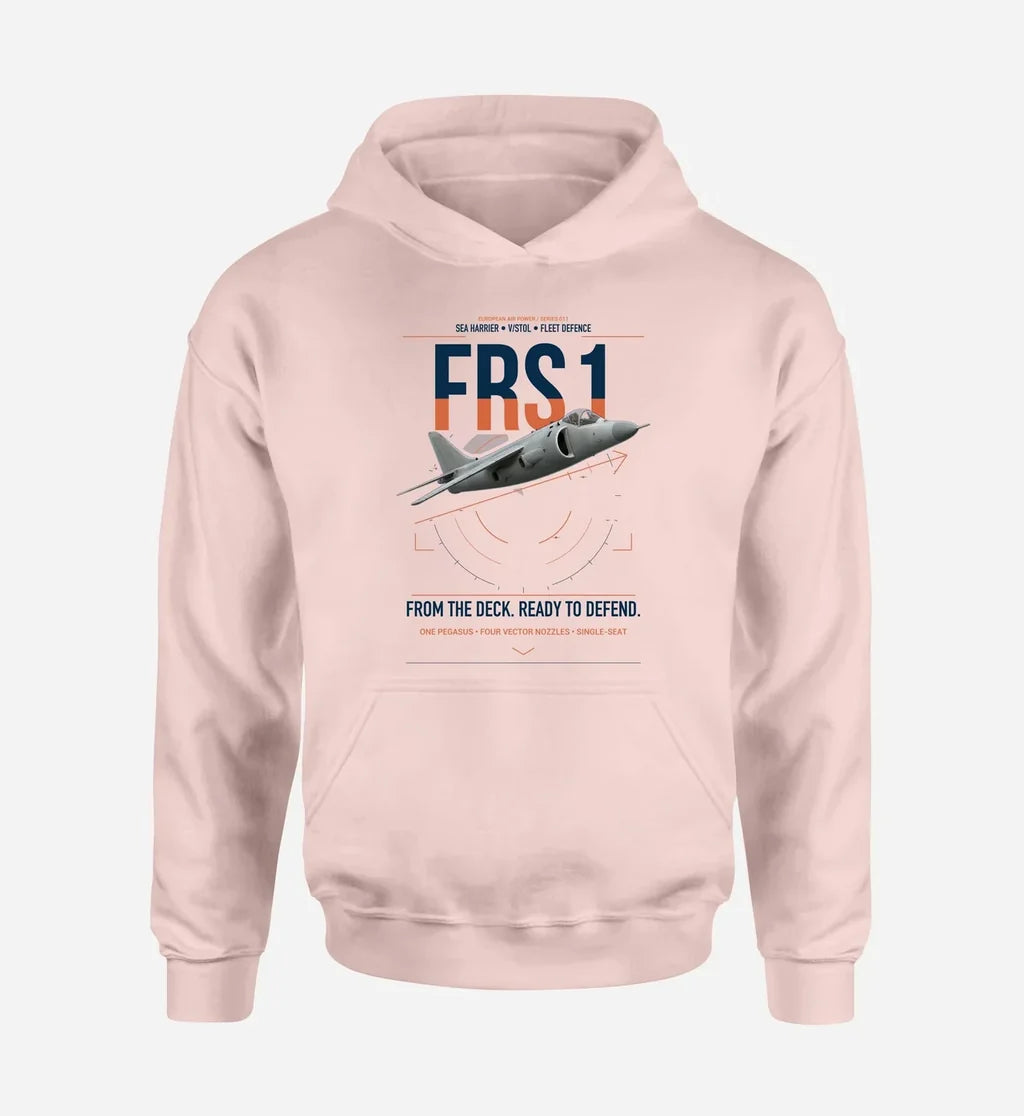 British Aerospace Sea Harrier FRS.1 design on pink double-side hoodie, single-side print